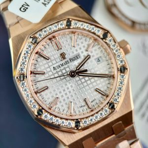 Đồng Hồ Audemars Piguet Royal Oak Chế Tác Vành Đính Moissanite Hong Kong 34mm (2)