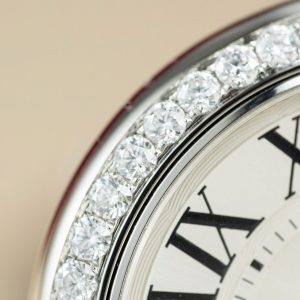 Đồng Hồ Cartier Ballon Bleu WE9009Z3 Mặt Trắng Chế Tác Viền Kim Cương Moissanite Xưởng AF 42mm (2)