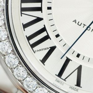 Đồng Hồ Cartier Ballon Bleu WE9009Z3 Mặt Trắng Chế Tác Viền Kim Cương Moissanite Xưởng AF 42mm (2)