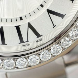 Đồng Hồ Cartier Ballon Bleu WE9009Z3 Mặt Trắng Chế Tác Viền Kim Cương Moissanite Xưởng AF 42mm (2)