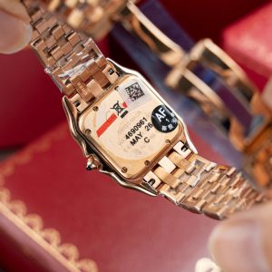 Đồng Hồ Cartier Panthere W2PN0007 Fake 11 Mạ Vàng Hồng Mặt Trắng 27x37mm (2)