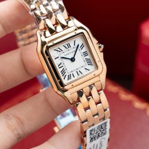 Đồng Hồ Cartier Panthere W2PN0007 Fake 11 Mạ Vàng Hồng Mặt Trắng 27x37mm (2)
