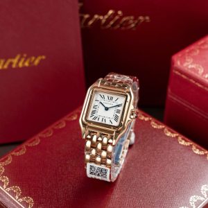 Đồng Hồ Cartier Panthere W2PN0007 Fake 11 Mạ Vàng Hồng Mặt Trắng 27x37mm (2)
