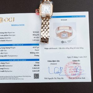 Đồng Hồ Cartier Panthere WJPN0009 Replica 11 Mạ Vàng Hồng Viền Đính Kim Cương Moissanite 27x37mm (2)