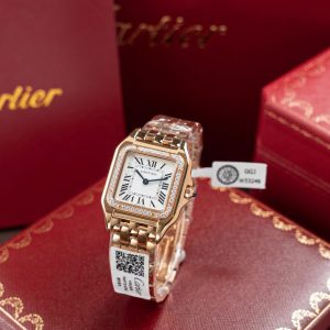 Đồng Hồ Cartier Panthere WJPN0009 Replica 11 Mạ Vàng Hồng Viền Đính Kim Cương Moissanite 27x37mm (2)
