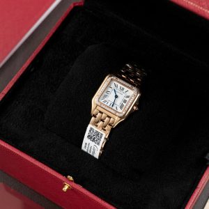 Đồng Hồ Cartier Panthere WJPN0009 Replica 11 Mạ Vàng Hồng Viền Đính Kim Cương Moissanite 27x37mm (2)