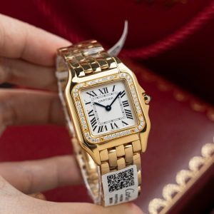 Đồng Hồ Cartier Panthere WJPN0015 Mặt Trắng Chế Tác Vành Kim Cương Moissanite 27x37mm (2)