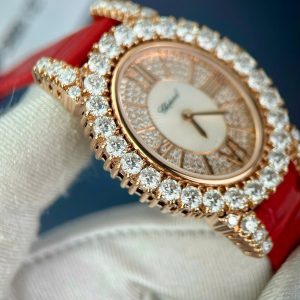 Đồng Hồ Chopard Nữ Chế Tác Bọc Vàng Đính Kim Cương Nhân Tạo Hong Kong 34mm (1)