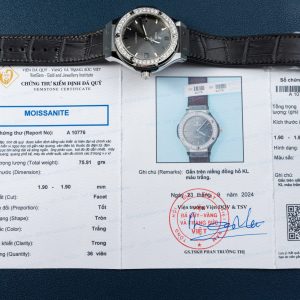 Đồng Hồ Hublot Classic Fusion Màu Xám Chế Tác Vành Đính Kim Cương Moissanite 38mm (2)
