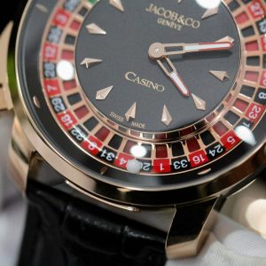 Đồng Hồ Jacob & Co Casino Roulette Rep 11 Cao Cấp Nhất Dây Da Đen 44mm (1)