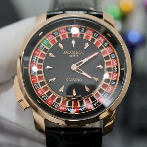 Đồng Hồ Jacob & Co Casino Roulette Rep 11 Cao Cấp Nhất Dây Da Đen 44mm (1)
