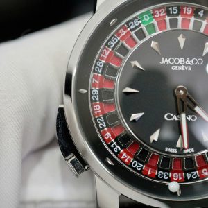 Đồng Hồ Jacob & Co Casino Roulette Replica 11 Cao Cấp Nhất Dây Da Đen 44mm (1)