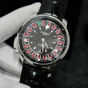 Đồng Hồ Jacob & Co Casino Roulette Replica 11 Cao Cấp Nhất Dây Da Đen 44mm (1)