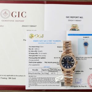 Đồng Hồ Nam Rolex Day-Date Mặt Xanh Chế Tác Trọng Lượng 186Gram Bọc Vàng Thật 40mm (2)