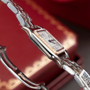 Đồng Hồ Nữ Cartier Panthere WSPN007 Chế Tác Demi Vàng Hồng Viền Đính Moissanite 27x37mm (2)