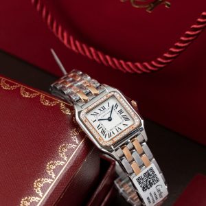 Đồng Hồ Nữ Cartier Panthere WSPN007 Chế Tác Demi Vàng Hồng Viền Đính Moissanite 27x37mm (2)