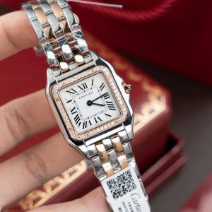 Đồng Hồ Nữ Cartier Panthere WSPN007 Chế Tác Demi Vàng Hồng Viền Đính Moissanite 27x37mm (2)