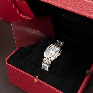 Đồng Hồ Nữ Cartier Panthere WSPN007 Chế Tác Demi Vàng Hồng Viền Đính Moissanite 27x37mm (2)