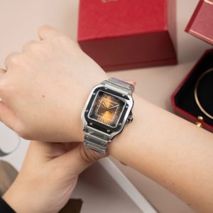 Đồng Hồ Nữ Cartier Santos WSA0065 Replica 11 Mặt Nâu Nhà Máy BV 35mm (2)