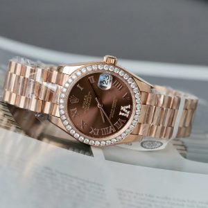 Đồng Hồ Nữ Rolex DateJust Chế Tác Đính Moissanite + Bọc Vàng Thật 18K 31mm (2)