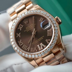 Đồng Hồ Nữ Rolex DateJust Chế Tác Đính Moissanite + Bọc Vàng Thật 18K 31mm (2)