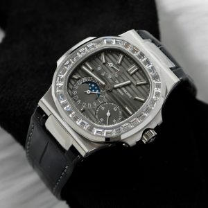 Đồng Hồ Patek Philippe Chế Tác Nautilus 5724 Mặt Xám Dây Da Nhà Máy PPF 40mm (2)