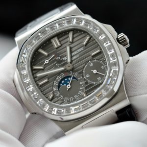 Đồng Hồ Patek Philippe Chế Tác Nautilus 5724 Mặt Xám Dây Da Nhà Máy PPF 40mm (2)