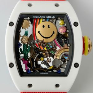 Đồng Hồ Richard Mille Clone 11 RM88 Smiley Vỏ Gốm Trắng Dây Vải Nato 42mm (2)