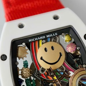 Đồng Hồ Richard Mille Clone 11 RM88 Smiley Vỏ Gốm Trắng Dây Vải Nato 42mm (2)