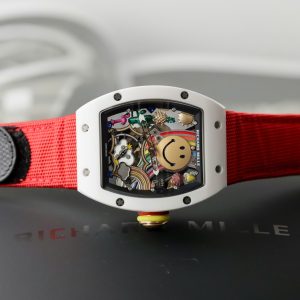 Đồng Hồ Richard Mille Clone 11 RM88 Smiley Vỏ Gốm Trắng Dây Vải Nato 42mm (2)