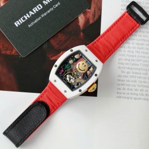 Đồng Hồ Richard Mille Clone 11 RM88 Smiley Vỏ Gốm Trắng Dây Vải Nato 42mm (2)