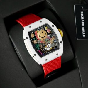 Đồng Hồ Richard Mille Clone 11 RM88 Smiley Vỏ Gốm Trắng Dây Vải Nato 42mm (2)