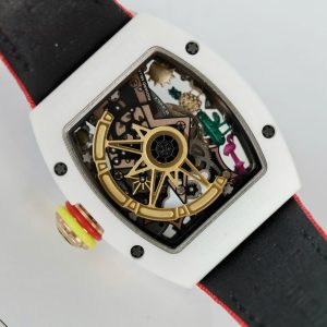 Đồng Hồ Richard Mille Clone 11 RM88 Smiley Vỏ Gốm Trắng Dây Vải Nato 42mm (2)