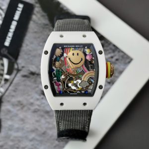 Đồng Hồ Richard Mille Fake 11 RM88 Smiley Dây Vải Nato Màu Xám 42mm (2)