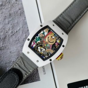 Đồng Hồ Richard Mille Fake 11 RM88 Smiley Dây Vải Nato Màu Xám 42mm (2)
