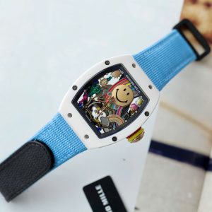 Đồng Hồ Richard Mille Rep 11 Cao Cấp RM88 Smiley Dây Vải Nato Màu Xanh 42mm (2)