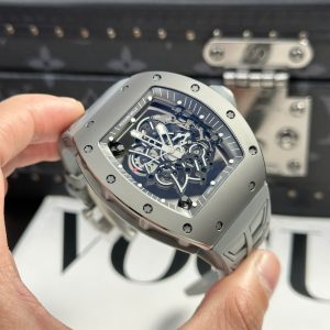 Đồng Hồ Richard Mille Replica 11 RM055 Bubba Watson Grey Ceramic Dây Cao Su Nhà Máy ZF 42.7x49 (1)