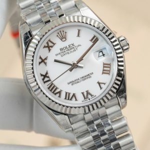Đồng Hồ Rolex DateJust Lady Fake 11 Mặt Trắng Cọc Số La Mã 31mm (2)