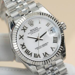 Đồng Hồ Rolex DateJust Lady Fake 11 Mặt Trắng Cọc Số La Mã 31mm (2)