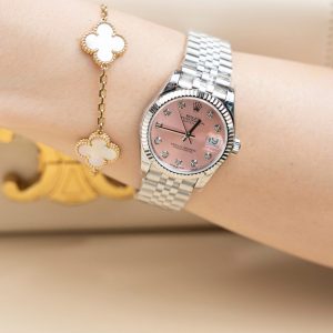 Đồng Hồ Rolex DateJust Lady Replica 11 Mặt Hồng Cọc Số Đính Đá 31mm (2)