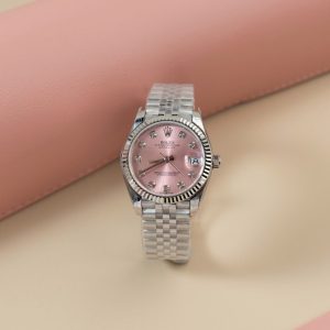 Đồng Hồ Rolex DateJust Lady Replica 11 Mặt Hồng Cọc Số Đính Đá 31mm (2)