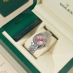 Đồng Hồ Rolex DateJust Lady Replica 11 Mặt Hồng Cọc Số Đính Đá 31mm (2)