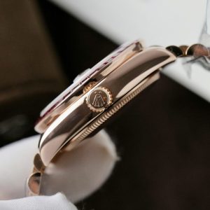 Đồng Hồ Rolex DateJust Nữ Chế Tác Bọc Vàng Thật + Ruby Baguette + Moissanite 31mm (2)