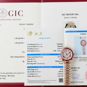 Đồng Hồ Rolex DateJust Nữ Chế Tác Bọc Vàng Thật + Ruby Baguette + Moissanite 31mm (2)
