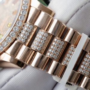 Đồng Hồ Rolex Day-Date 128395TBR Chế Tác Bọc Vàng Thật Đính Full Kim Cương Moissanite 36mm (1)