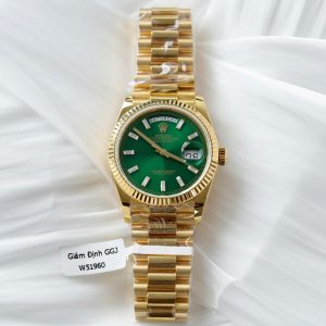 Đồng Hồ Rolex Day-Date Chế Tác Mặt Xanh Lá Cây Trọng Lượng 160gram Bọc Vàng Thật 36mm (2)