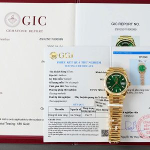 Đồng Hồ Rolex Day-Date Chế Tác Mặt Xanh Lá Cây Trọng Lượng 160gram Bọc Vàng Thật 36mm (2)