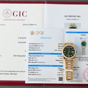 Đồng Hồ Rolex Day-Date Chế Tác Mặt Xanh Ombre Bọc Vàng Thật + Đính Kim Cương Moissanite 36mm (2)