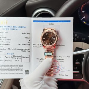 Đồng Hồ Rolex Day-Date Mặt Chocolate Chế Tác Bọc Vàng Hồng Trọng Lượng 186Gram QF 40mm (2)