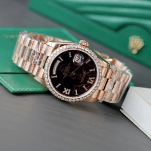 Đồng Hồ Rolex Day-Date Mặt Nham Thạch Chế Tác Bọc Vàng Thật Đính Moissanite GMF 36mm (2)